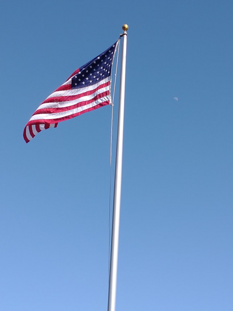 American Flag and Moon