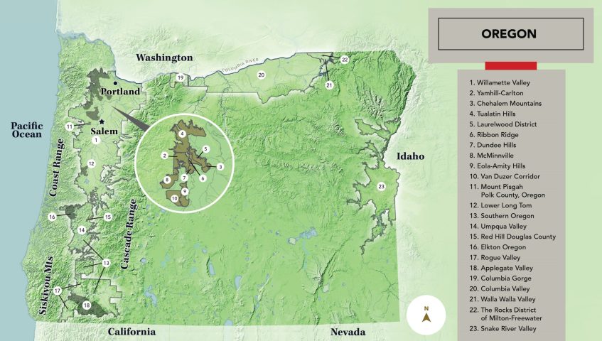 Map of Oregon Wine AVAs
